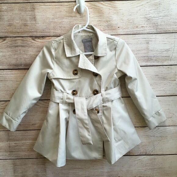 NEW WITHOUT TAGS TAHARI‎ DOUBLE BREASTED TRENCH COAT IN KHAKI - Picture 1 of 7